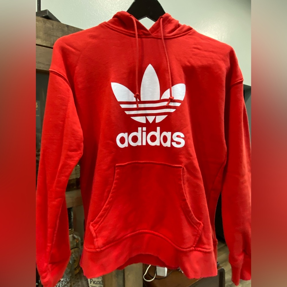 Bright red Adidas hoodie